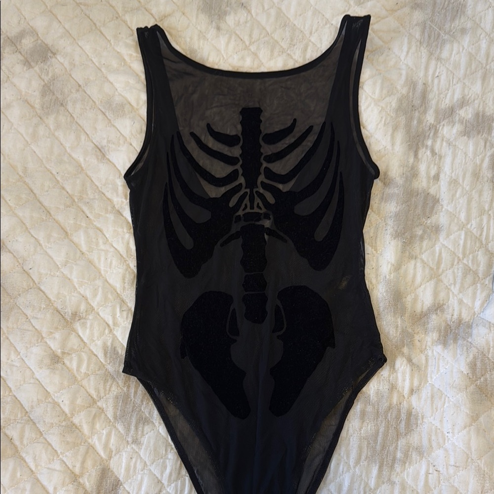 H&M Black Skeleton Mesh Bodysuit